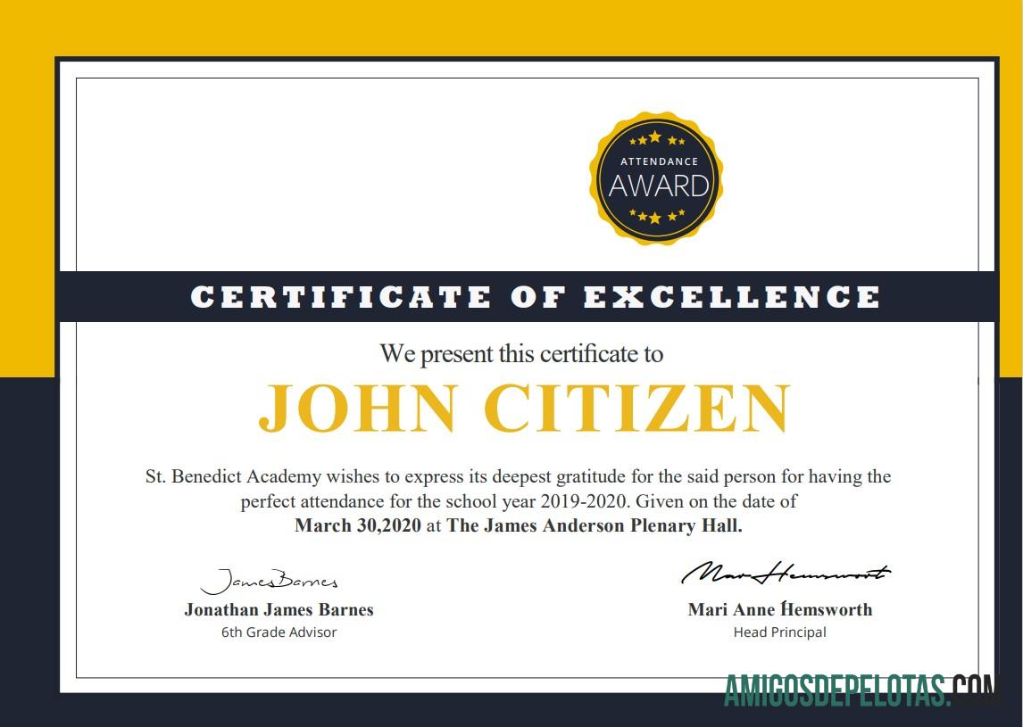 Certificado de frequência escolar nos EUA modelo