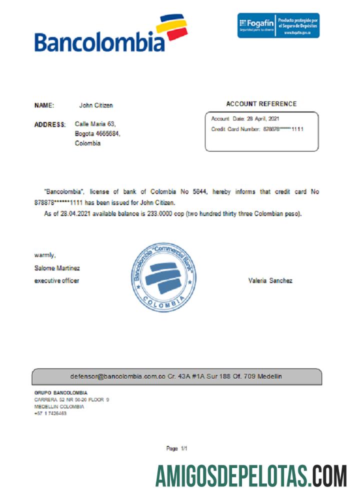 Referência Colômbia Bancolombia modelo