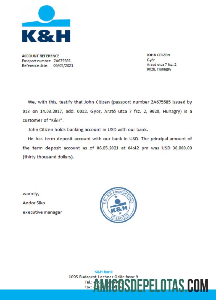Referência Hungria K&H baixar para verificação