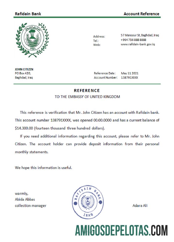 Referência Rafidain do Iraque exemplo