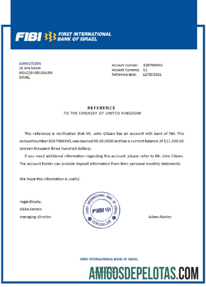 Referência FIBI de Israel amostra
