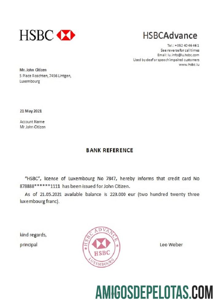 Referência HSBC de Luxemburgo modelo
