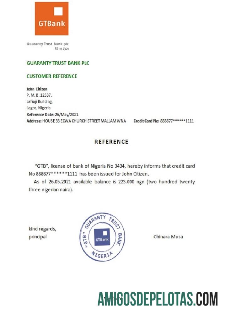 Referência GTBank da Nigéria baixar para verificação