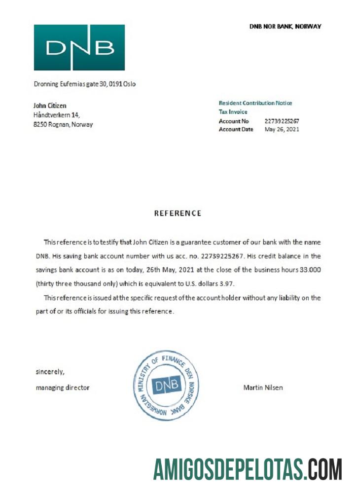 Referência DNB da Noruega amostra