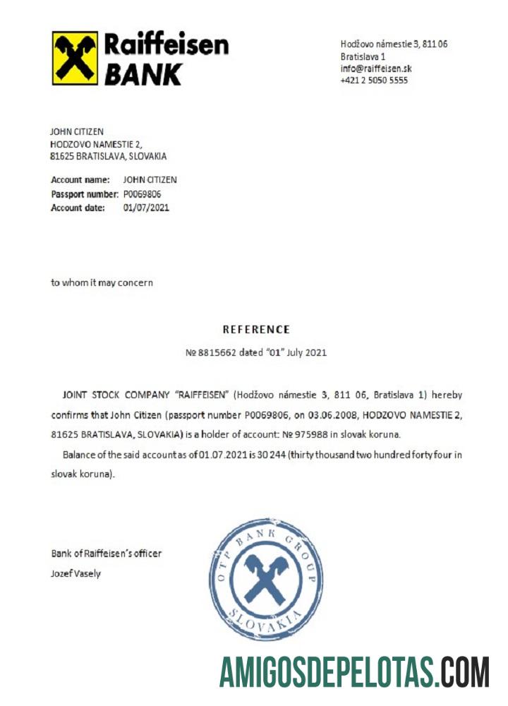 Referência Eslováquia Raiffeisen amostra