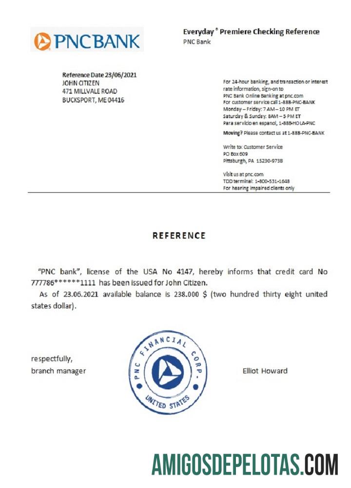 Referência PNC dos EUA exemplo real