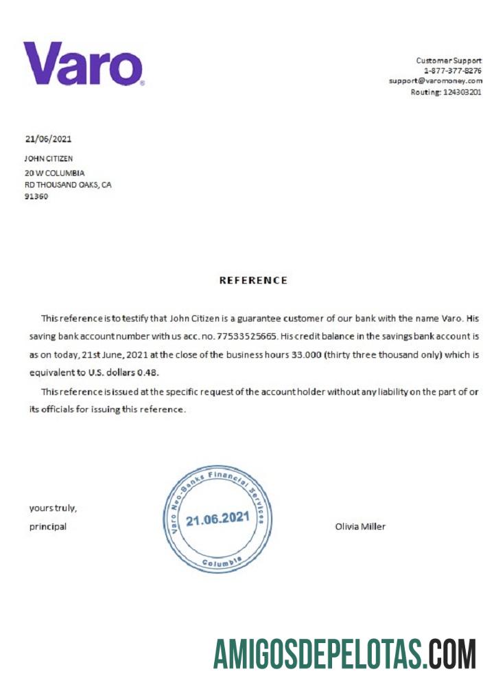 Referência Varo dos EUA exemplo