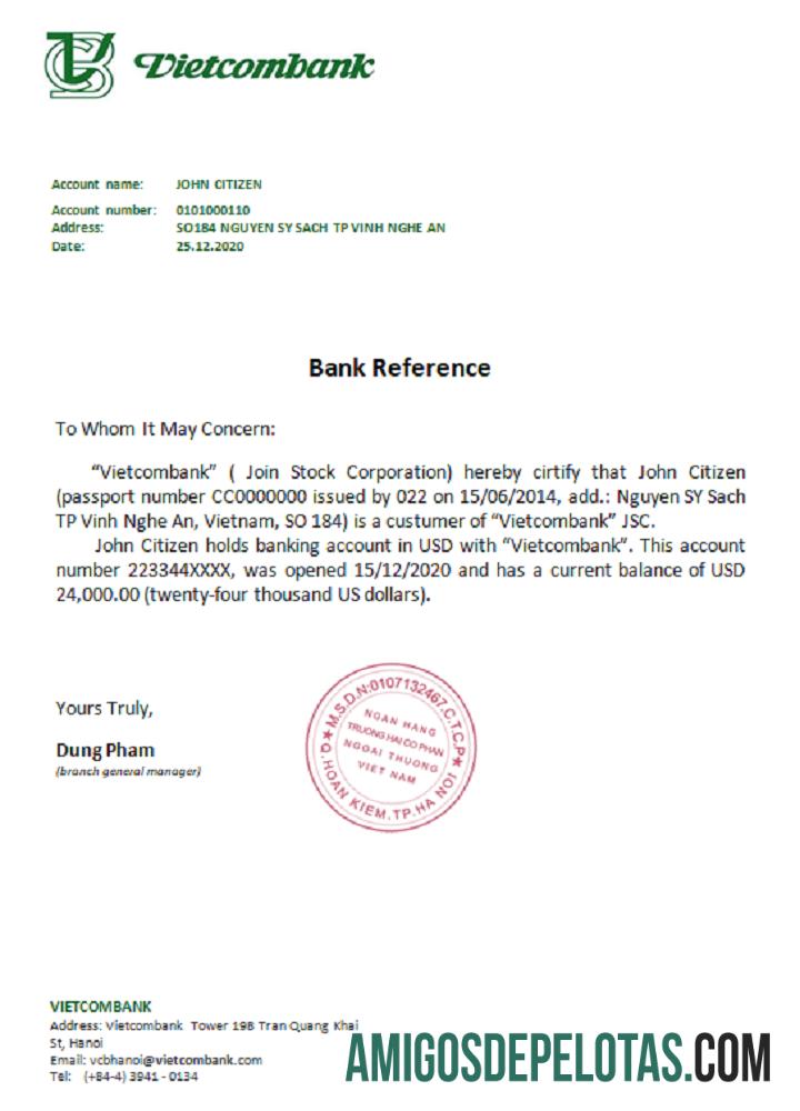 Referência do Vietcombank do Vietnã modelo